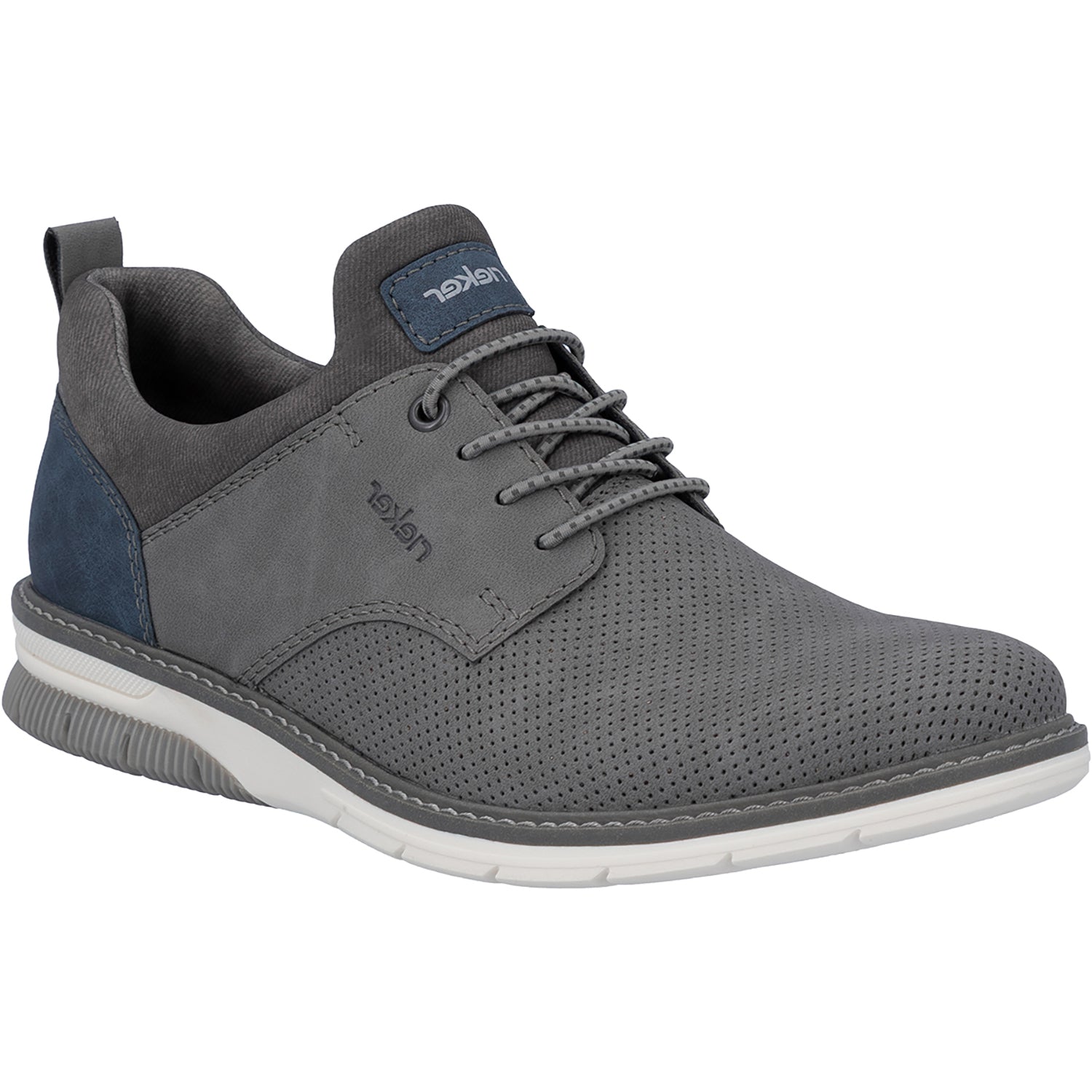Rieker 14450-42 Men's Dress Lace Up Shoes Cenere/Denim/Rauch