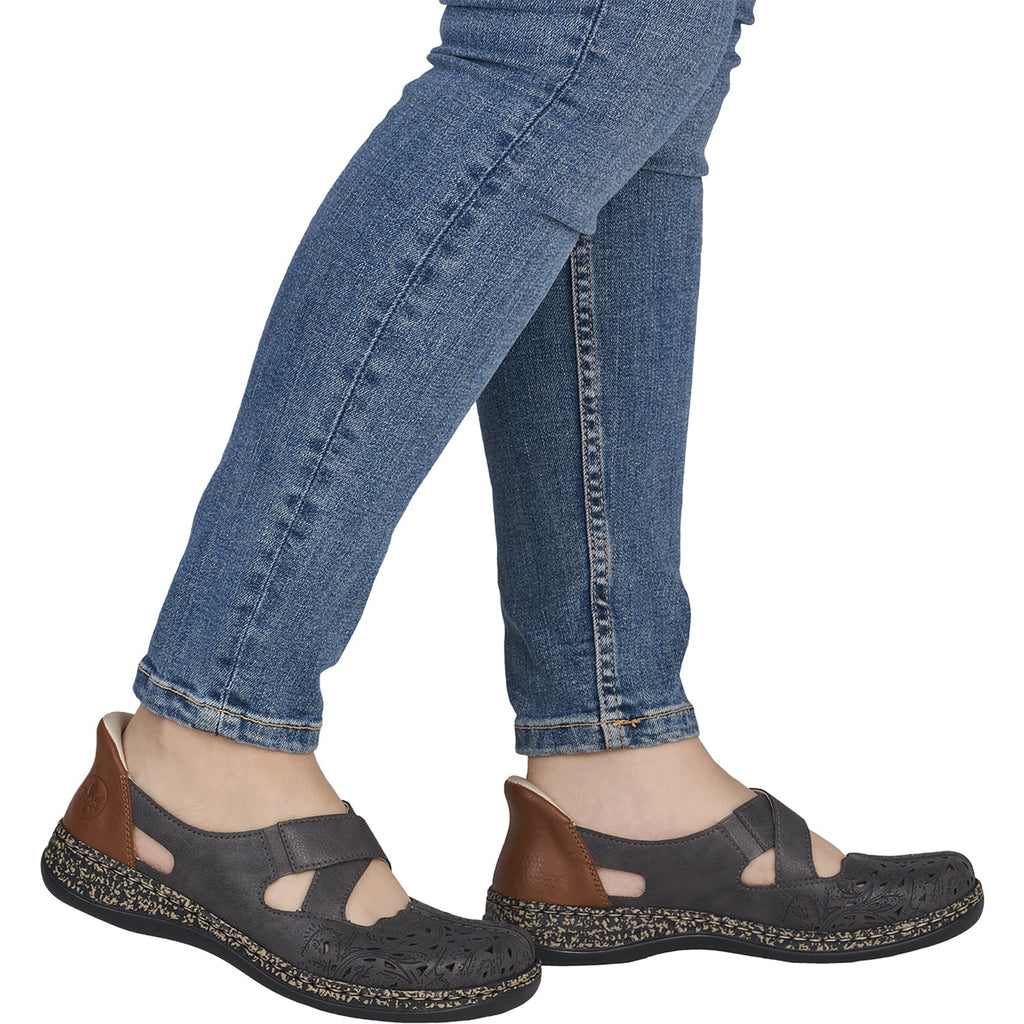 Rieker 46352-45 Women's Mary Janes Basalt/Cayenne