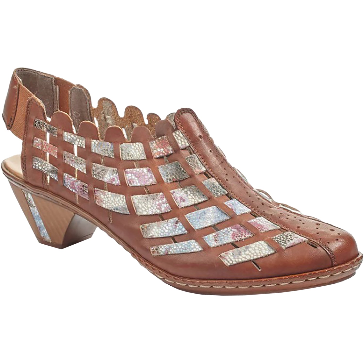 Rieker 46778-24 Sina Women's Dress Heels Reh/Weiss-Multi