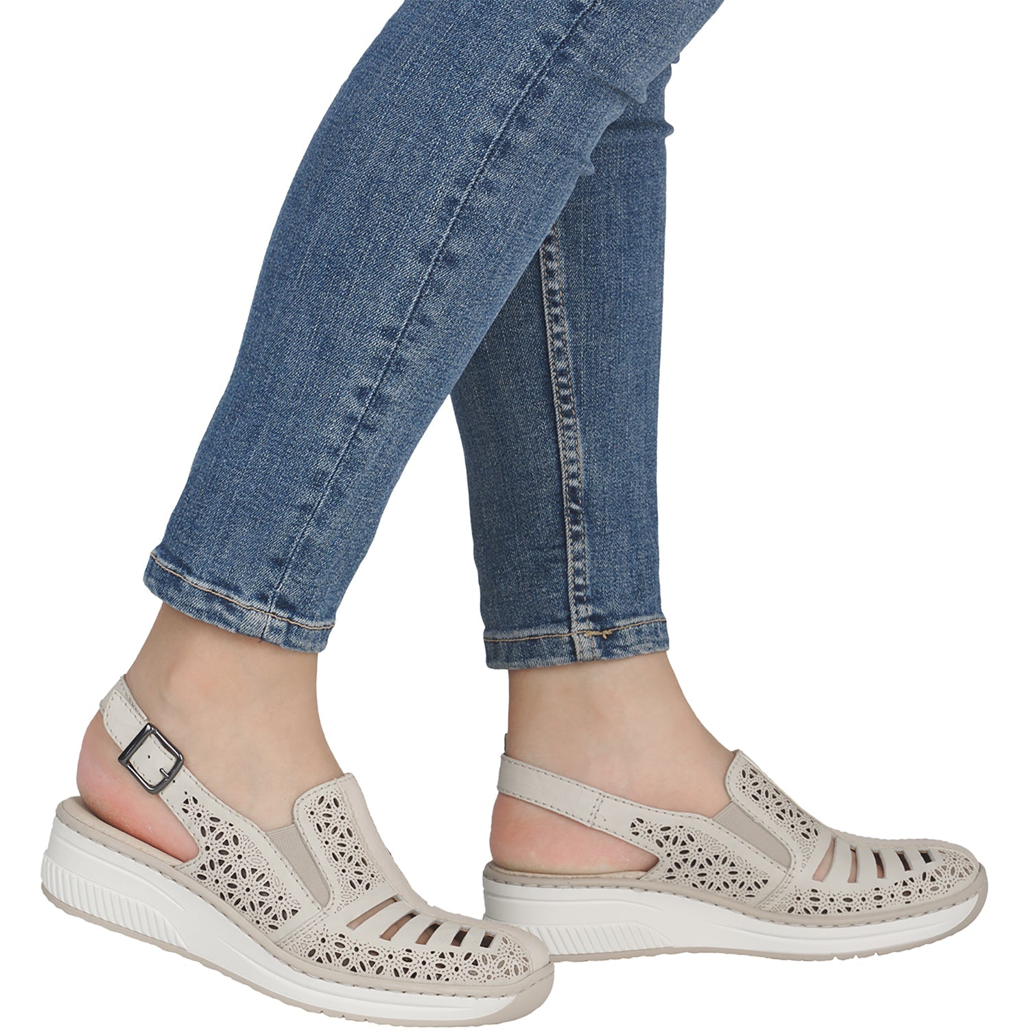 Rieker 48763-60 Women's Slip On Sporty Sneakers Crema/Crema