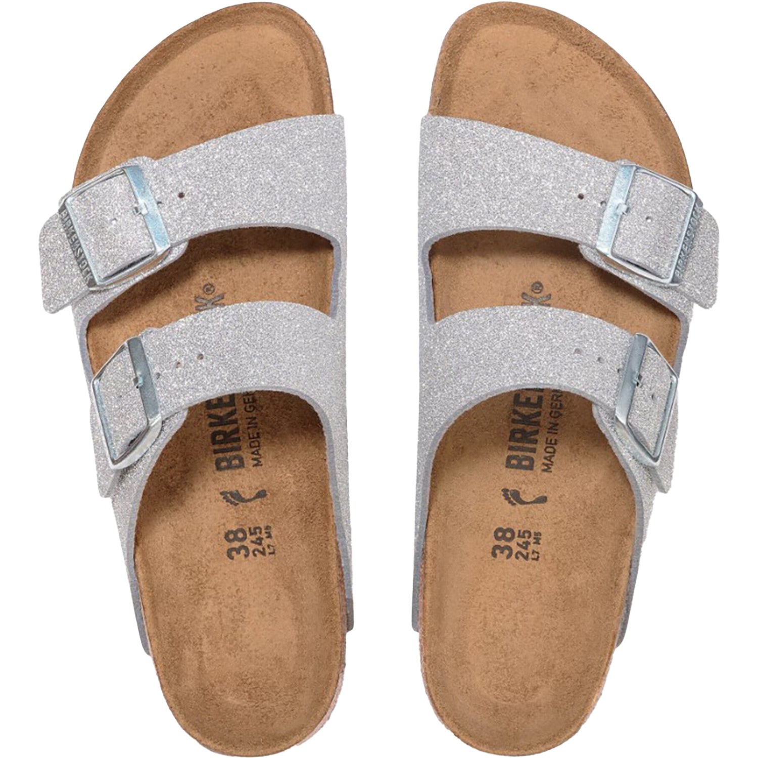 Birkenstock Arizona Women's Sandals Shiny Glitter Silver