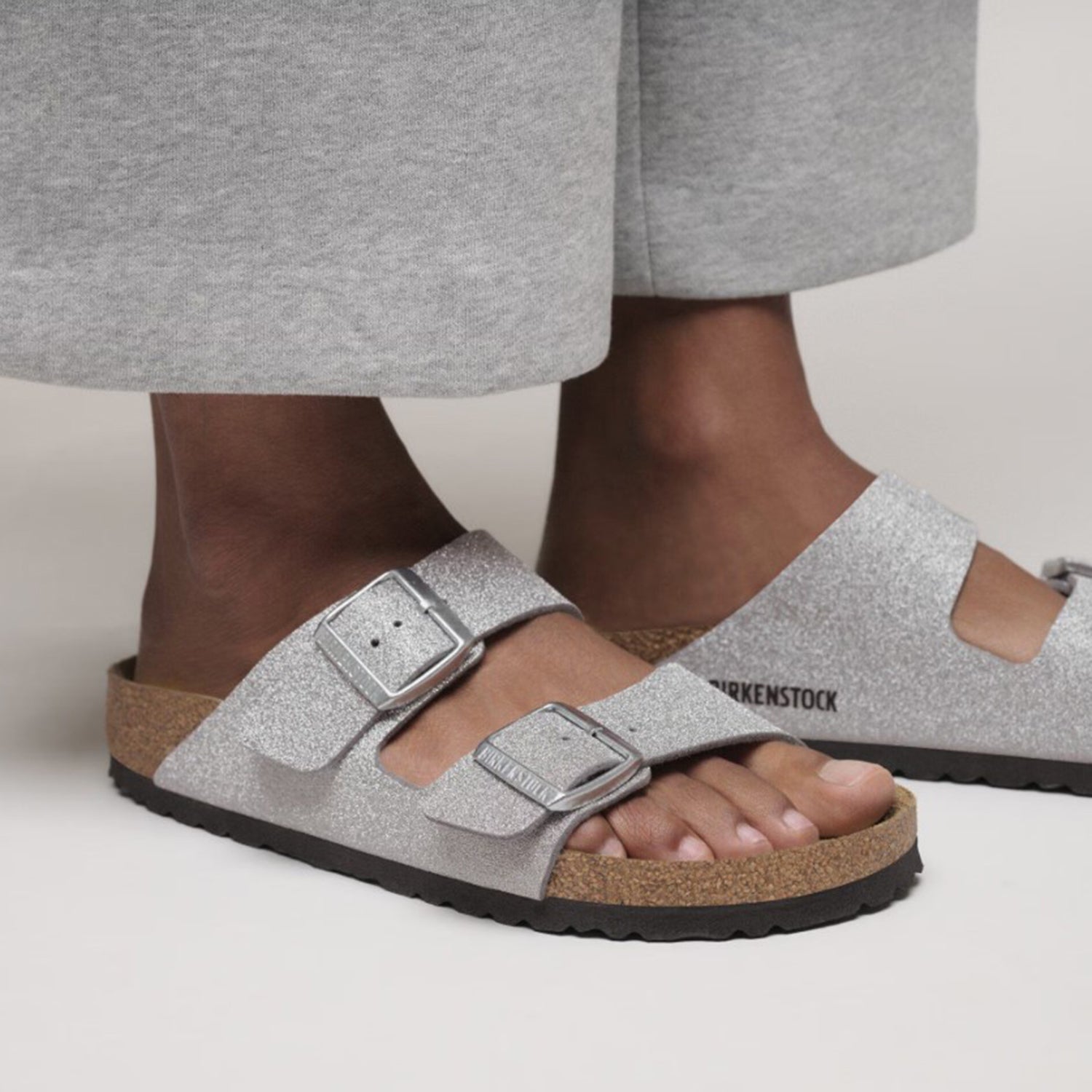 Birkenstock Arizona Women's Sandals Shiny Glitter Silver