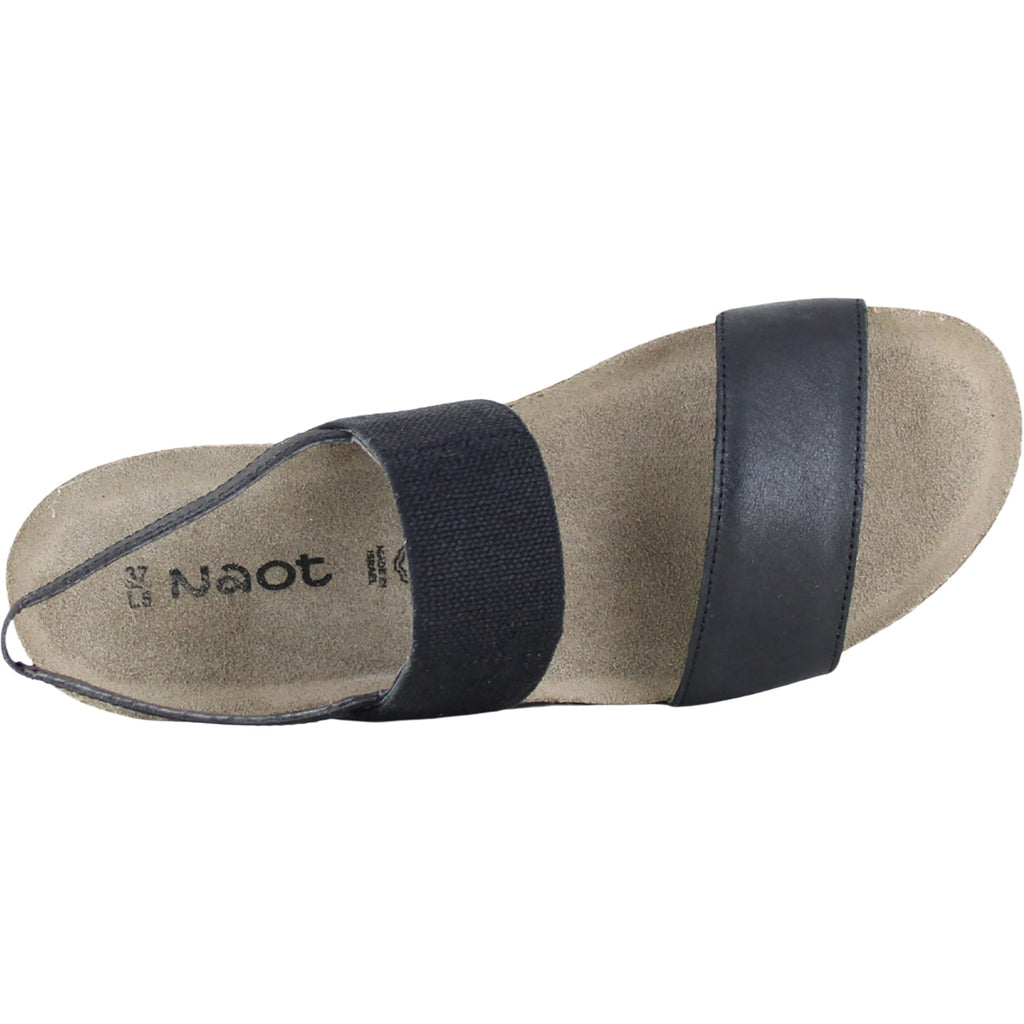 Naot Amy Women's Sandals Shiny Black Leather/Black Elastic