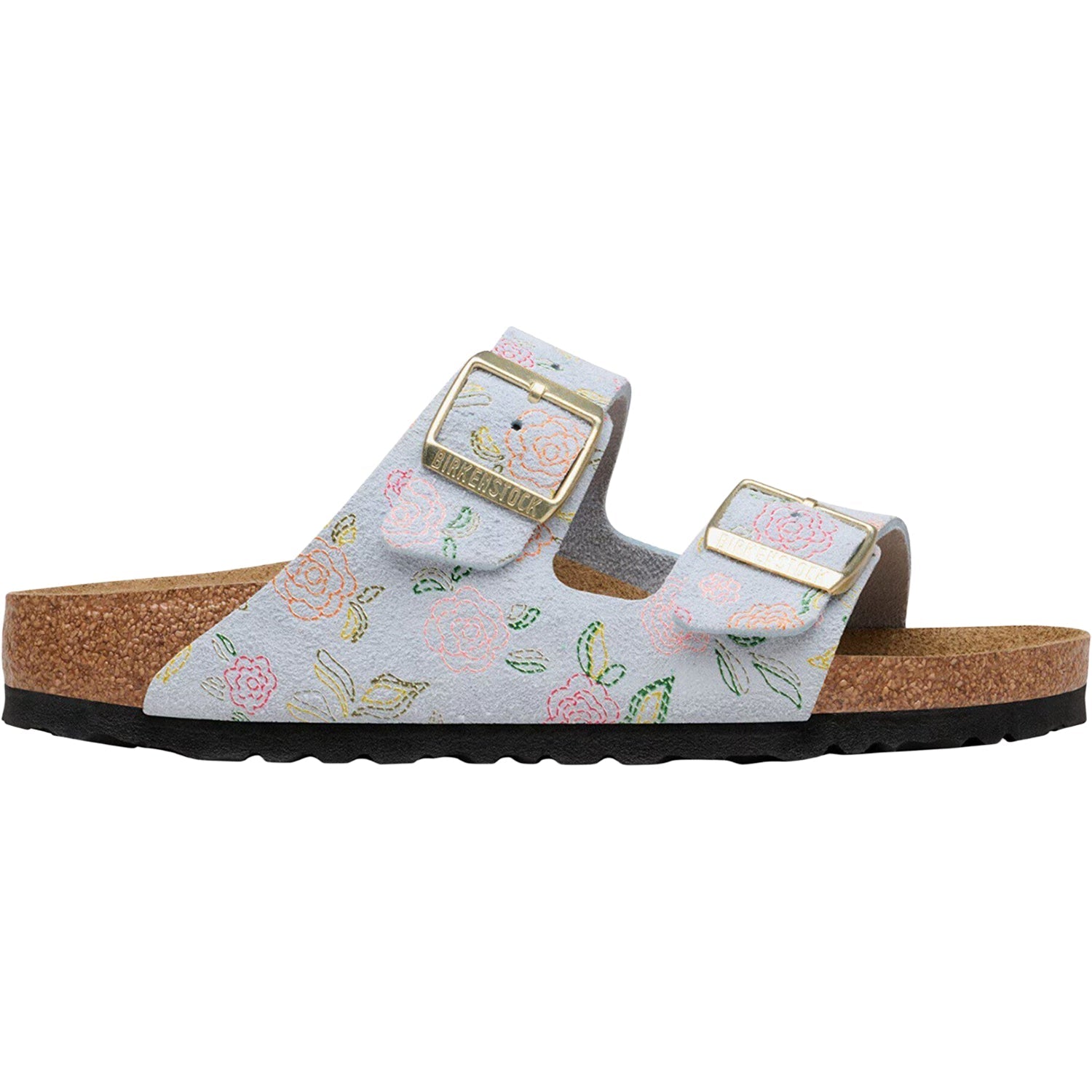 Birkenstock Arizona Flowers Women's Sandals Baby Blue Suede