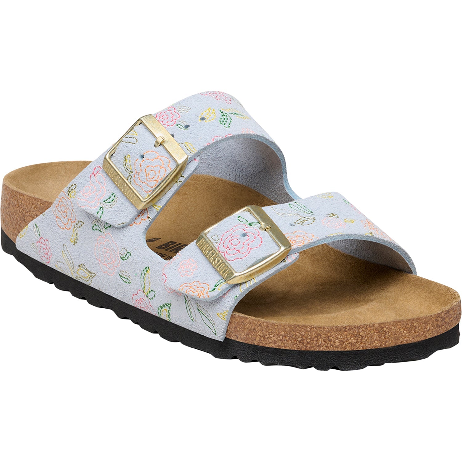 Birkenstock Arizona Flowers Women's Sandals Baby Blue Suede