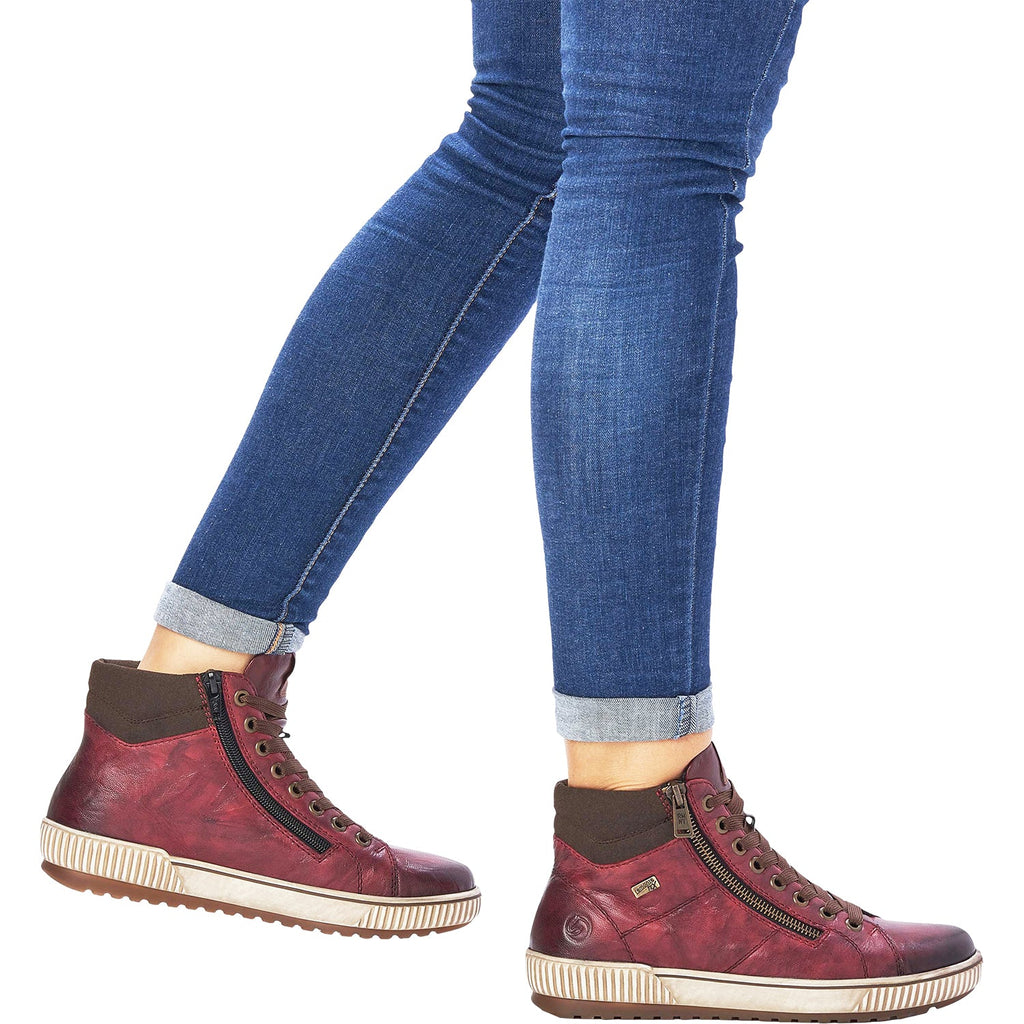 Remonte D0772-35 Maditta 72 Women's High Top Sneakers Chianti/Moro/Burgundy Leather