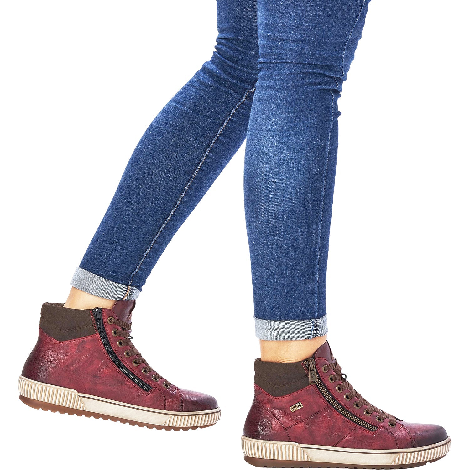 Remonte D0772-35 Maditta 72 Women's High Top Sneakers Chianti/Moro/Burgundy Leather