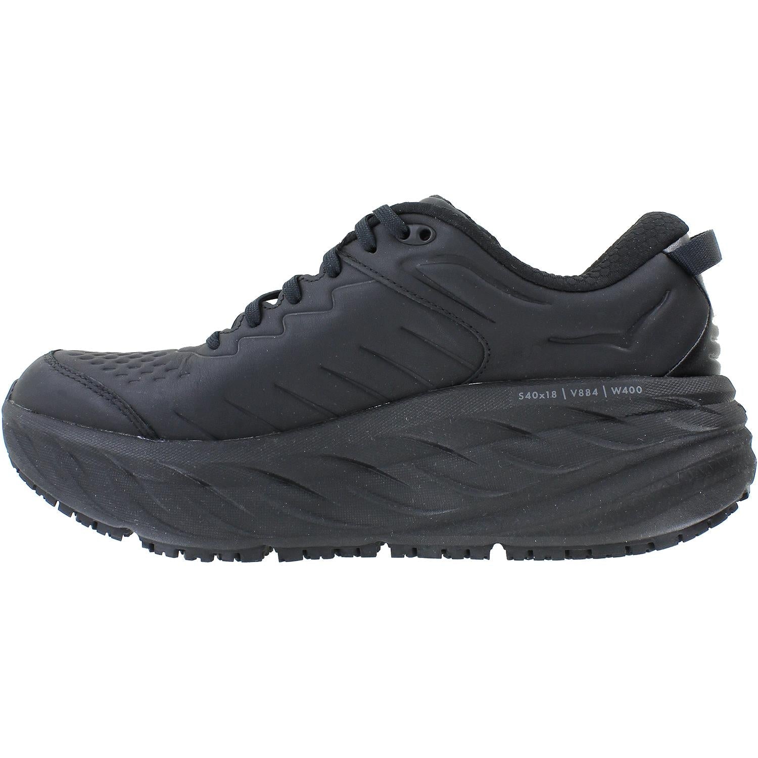 Hoka Bondi SR (Neutral Support) Men's Walking Shoes Black Leather