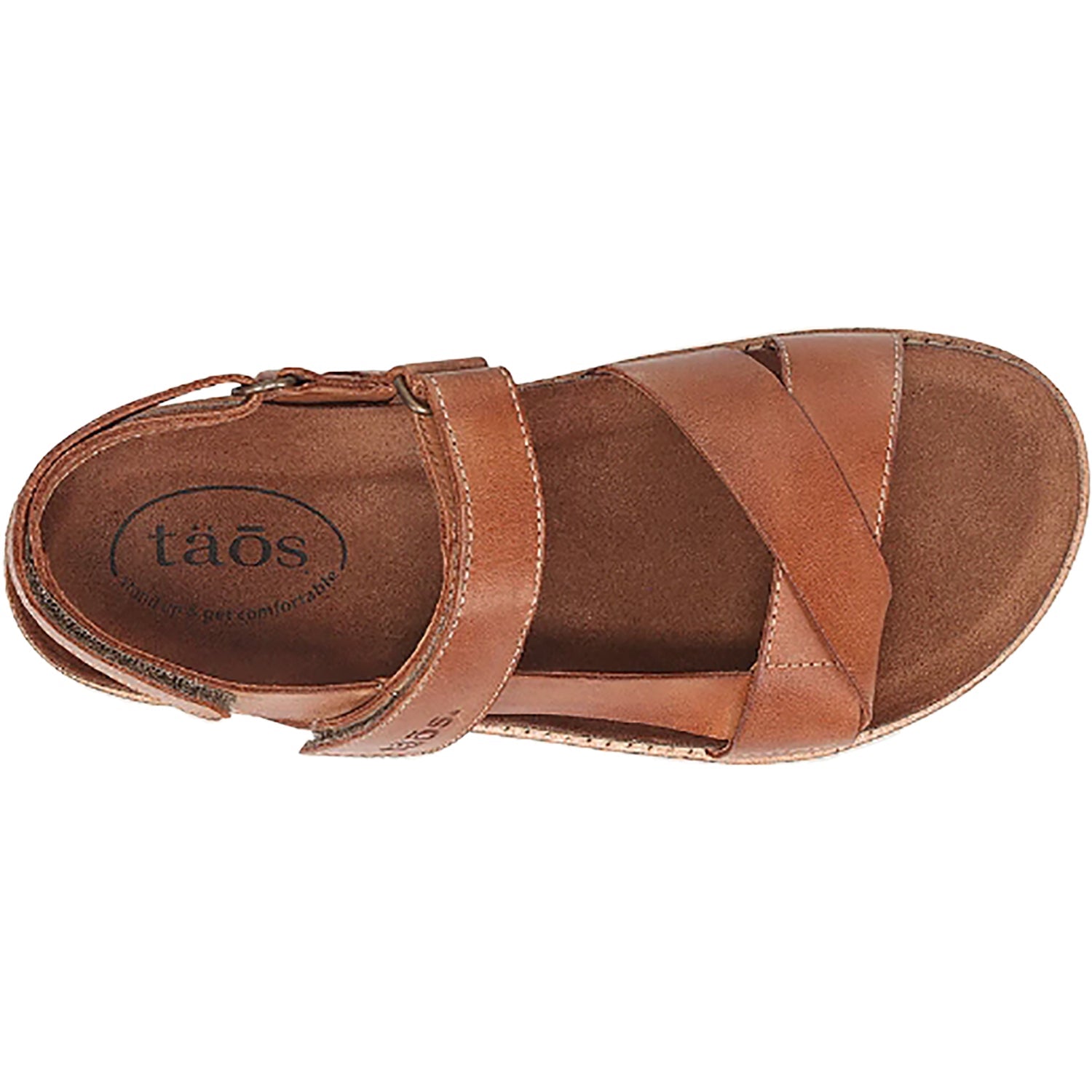 Taos Sideways Women's Ankle Strap Sandals Caramel Leather