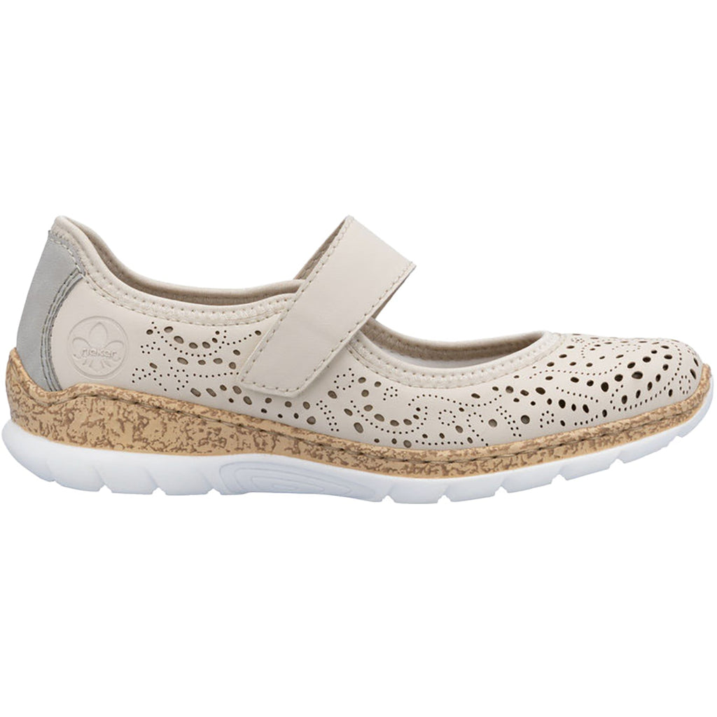Rieker N4299-60 Stretch Women's Shoes Perle/Cement/Cream