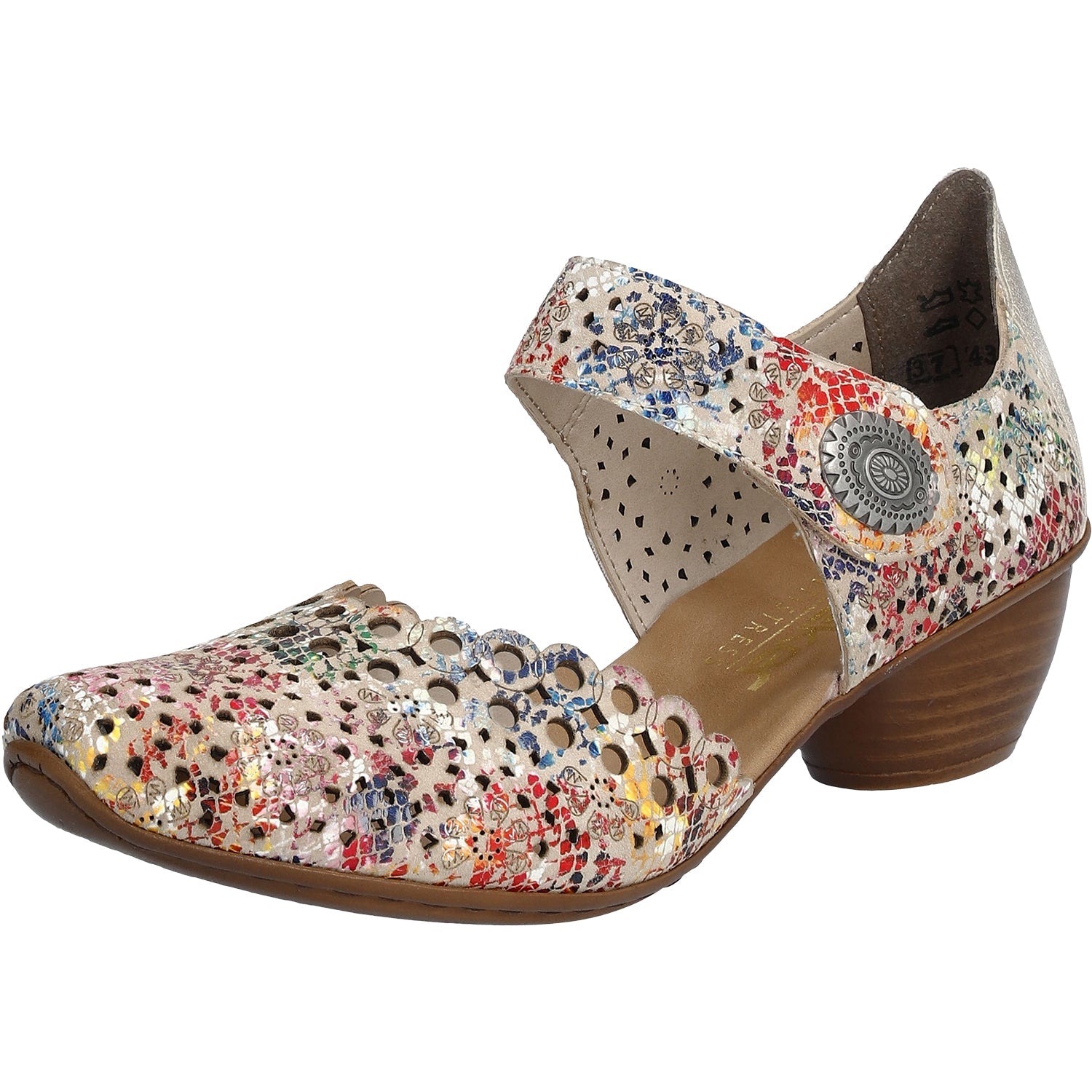 Rieker 43753-91 Mirjam 53 Women's Dressy Mary Janes Beige Multi Leather