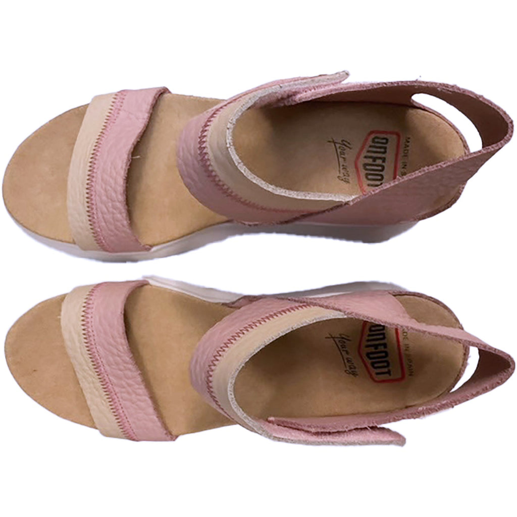 On Foot 80215 Charlotte Women's Wedge Sandals Beige/Nude Leather