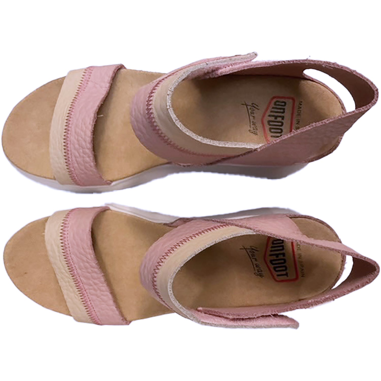 On Foot 80215 Charlotte Women's Wedge Sandals Beige/Nude Leather