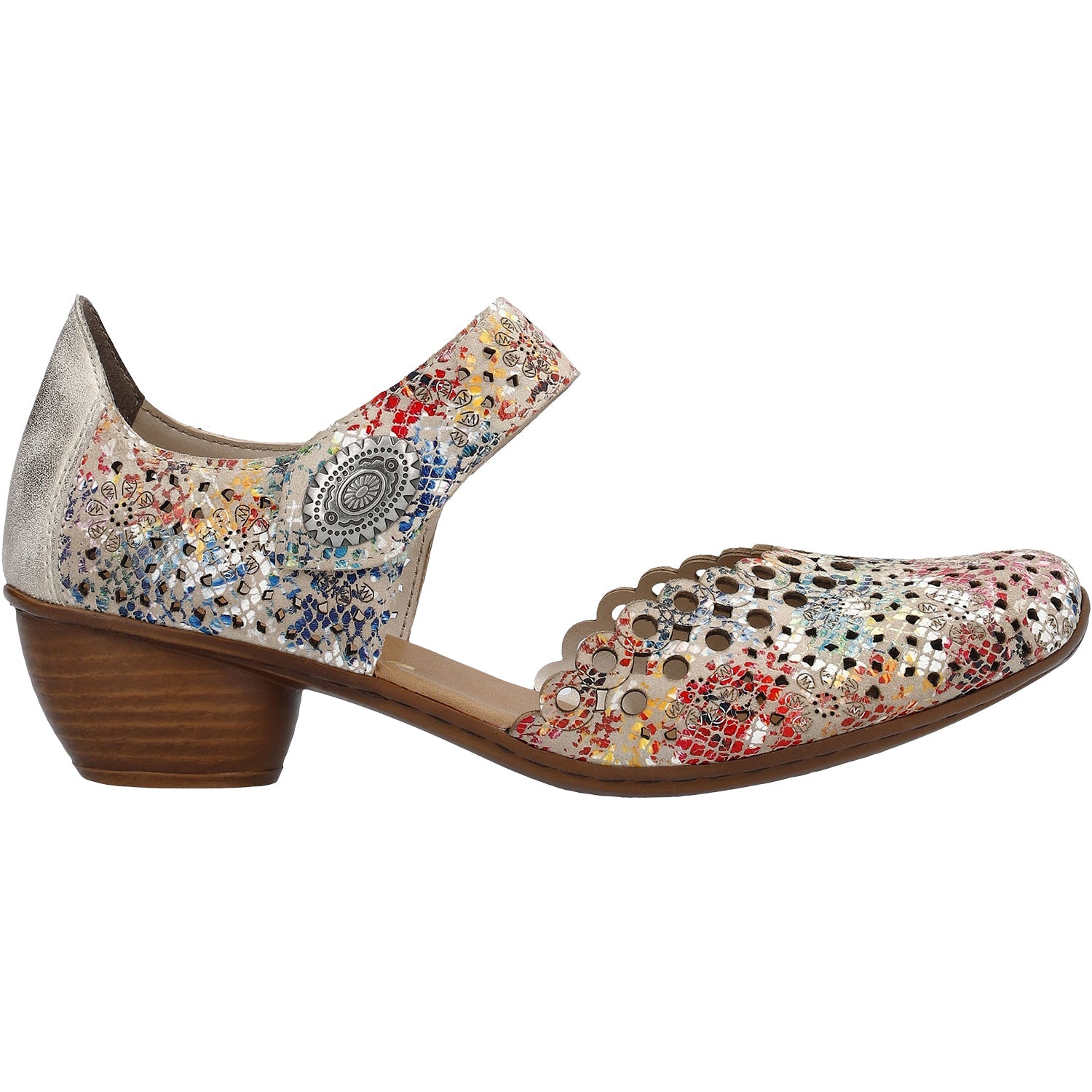 Rieker 43753-91 Mirjam 53 Women's Dressy Mary Janes Beige Multi Leather