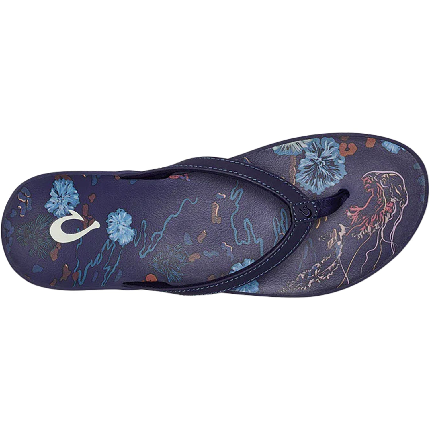 OluKai Puawe Women's Thong Beach Sandals Midnight Navy/Barrier Reef Synthetic
