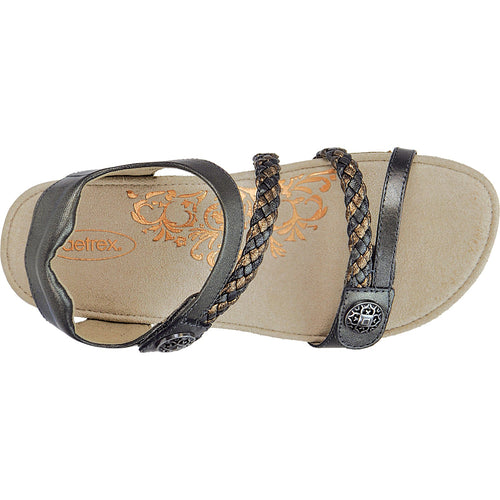 Aetrex Jillian Women's Braided Sandals Gunmetal Leather