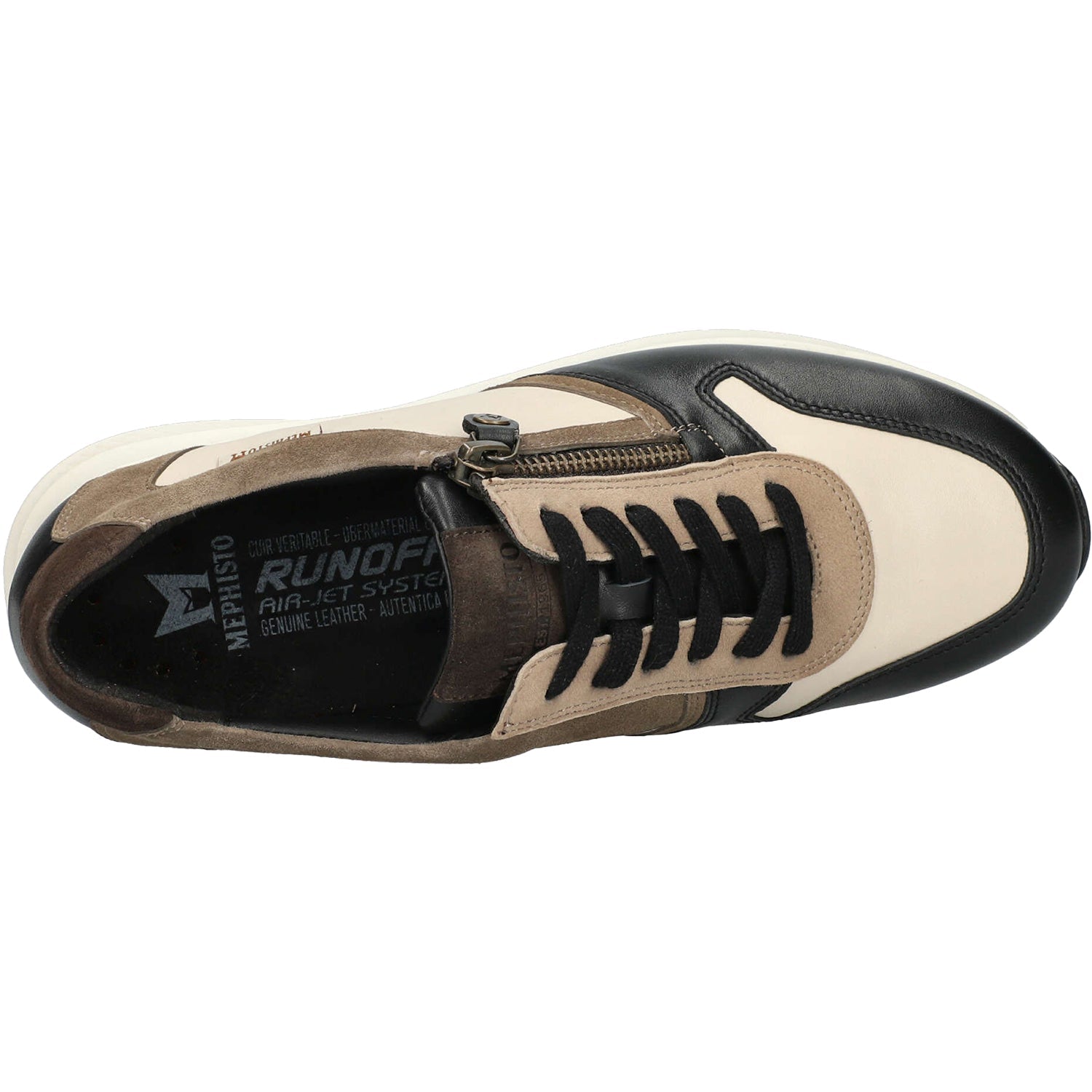 Mephisto Kim Grained Women's Zip Sneakers Black/Fog