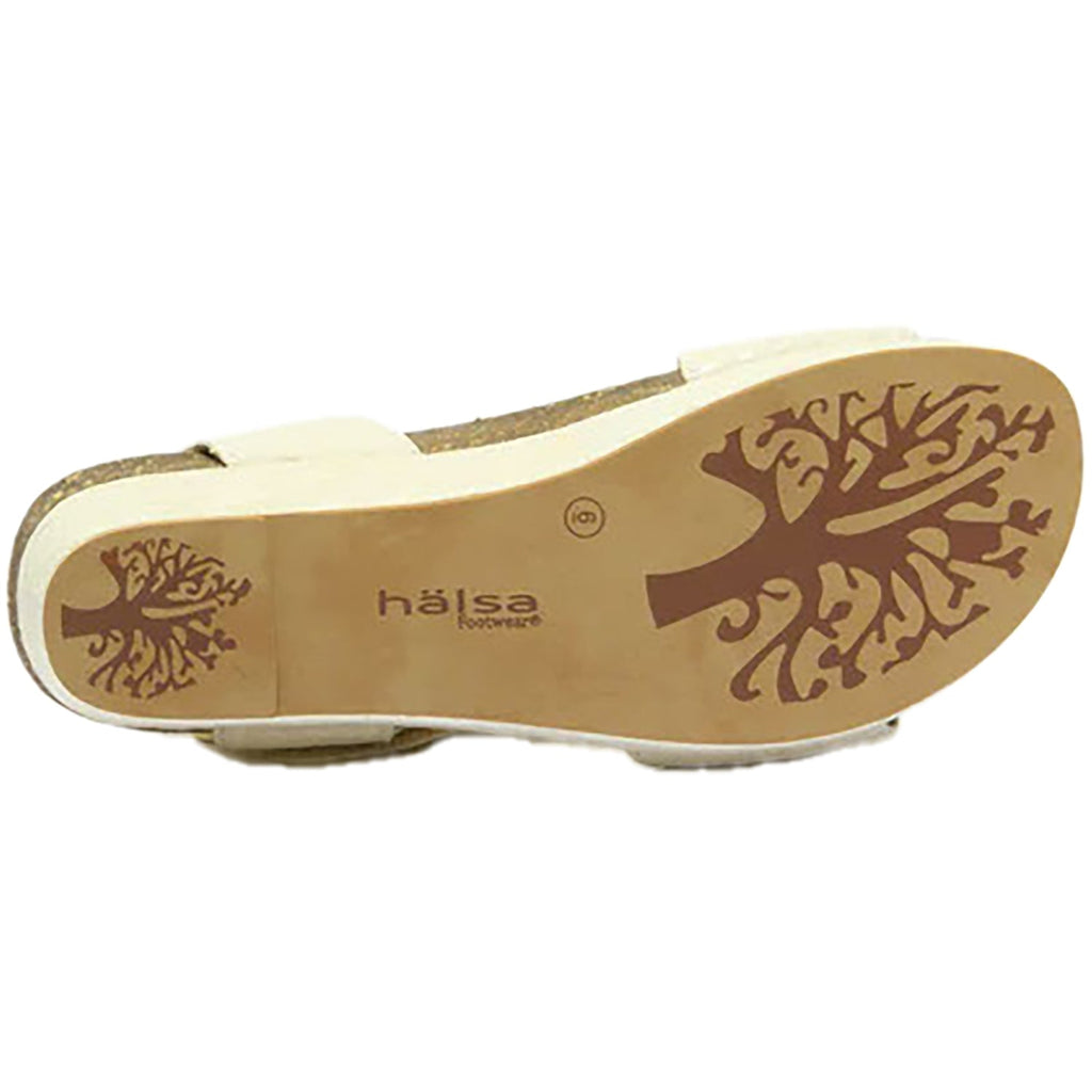 Halsa Giselle Women's Wedge Sandals Ivory/Metallic Flower Leather