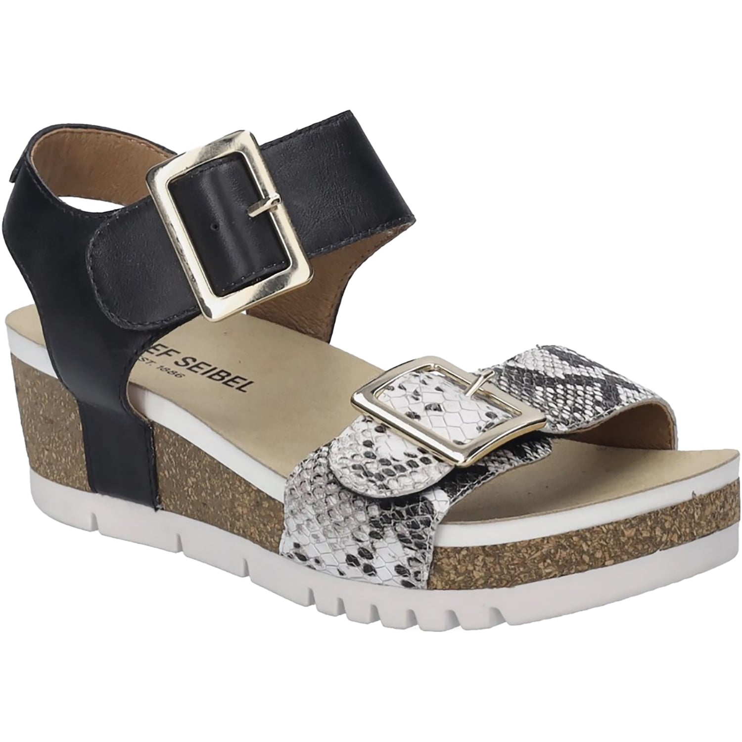 Josef Seibel Quinn 02 Women's Wedges Black Snake