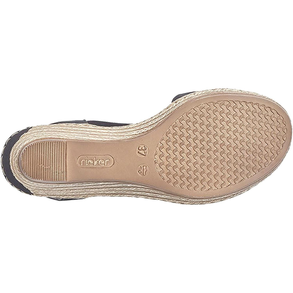 Rieker 624H6-00 Fanni H6 Women's Wedge Sandals Black Marokko Synthetic