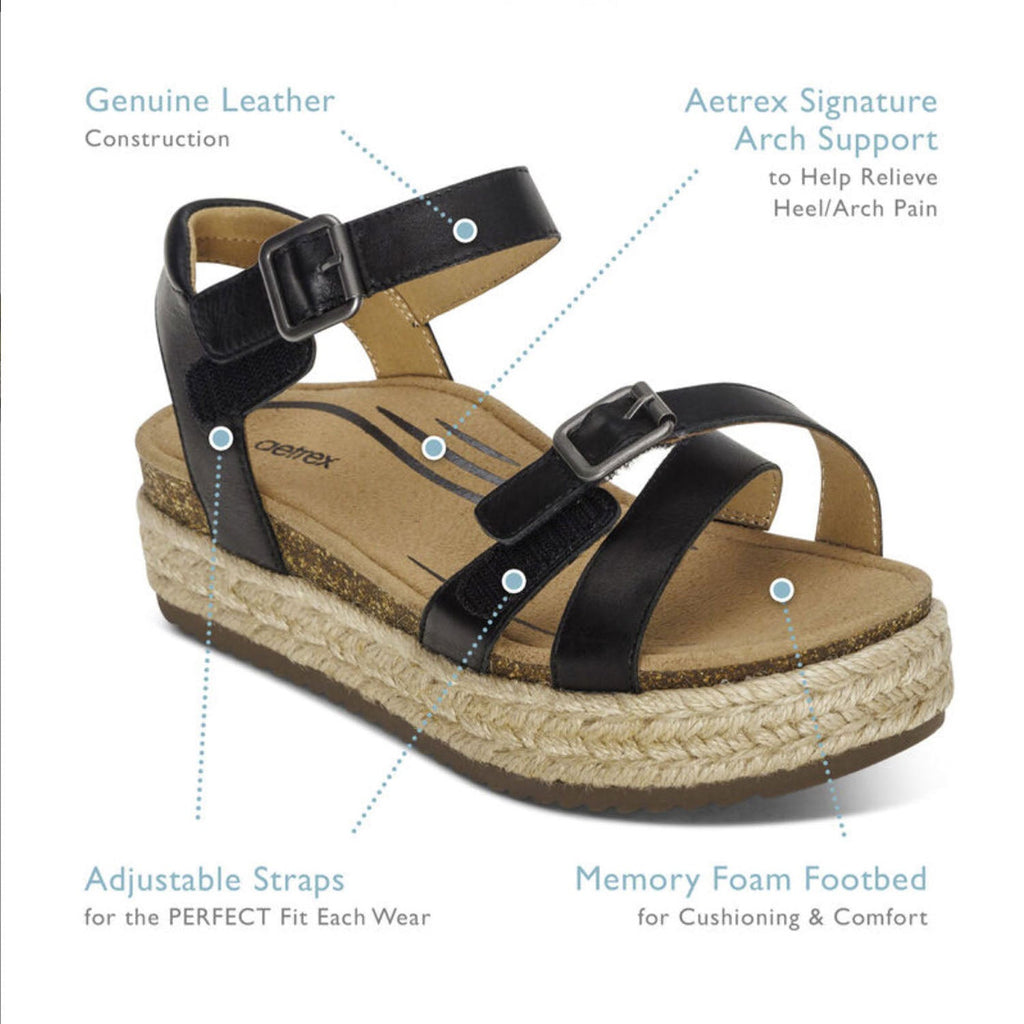 Aetrex Paula Women's Espadrille Sandals Walnut Leather