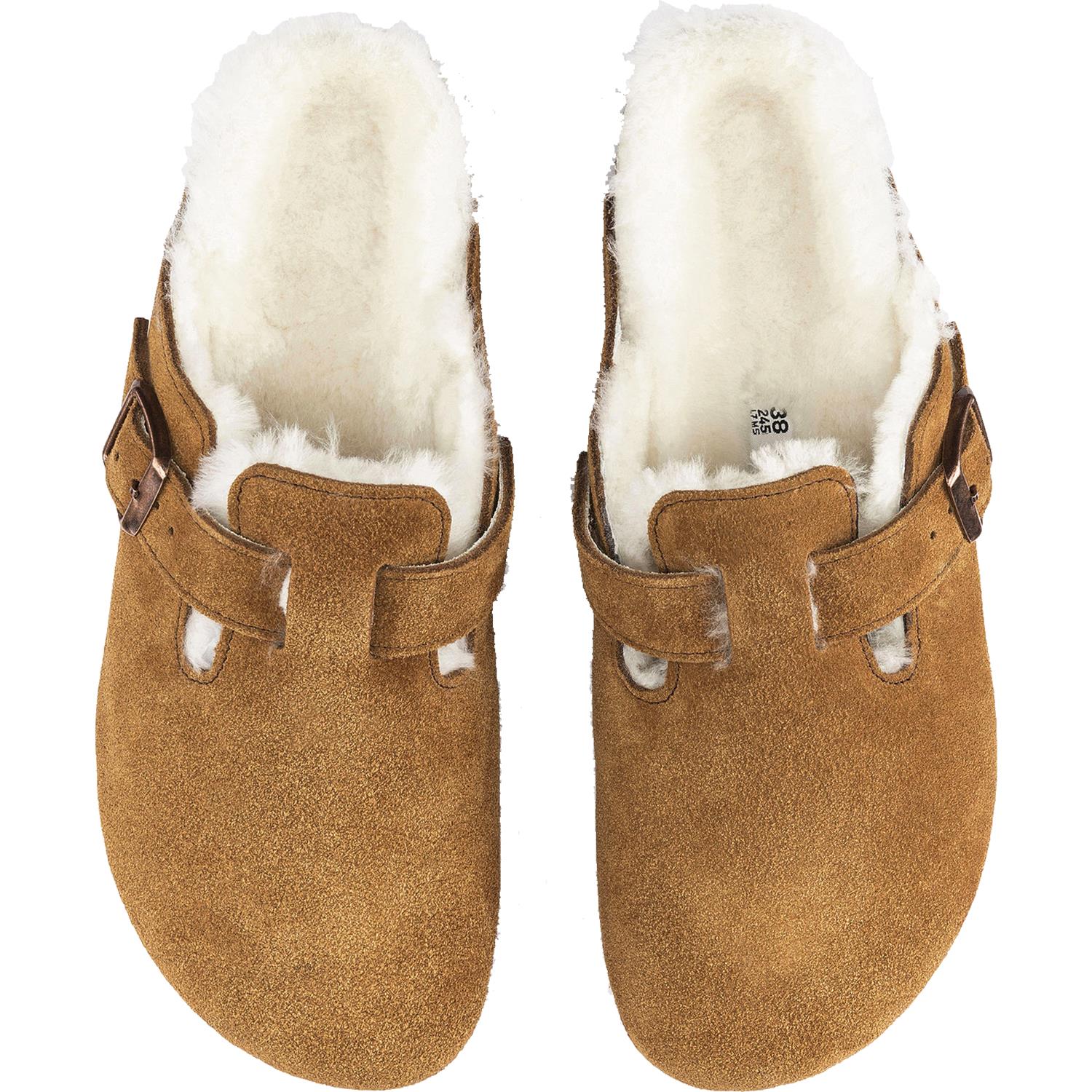Birkenstock Boston Shearling / Natural Shearling Unisex Shearling Clogs Mink Suede