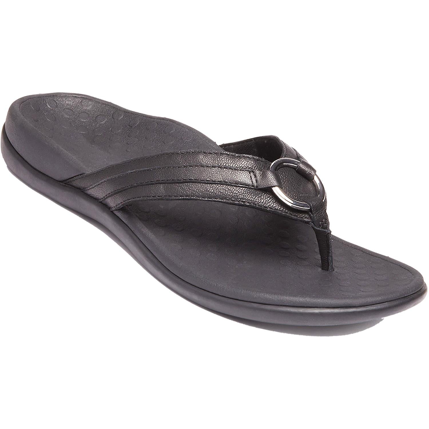 Vionic Tide Aloe Women's Flip Flopss Black Leather