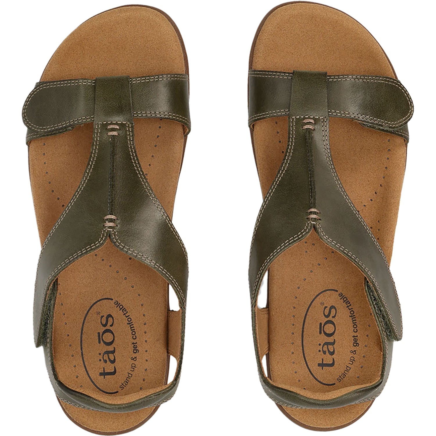 Taos The Show Women's Sandals Olive Leather