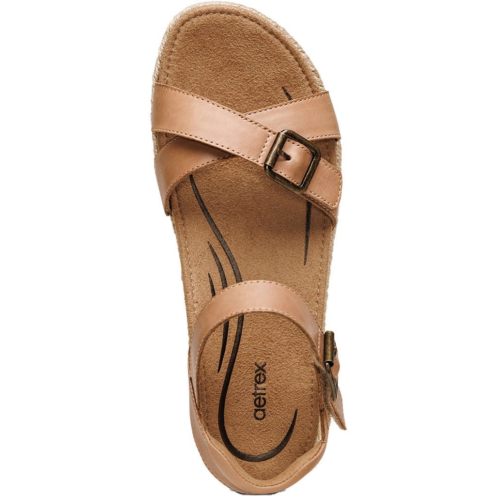 Aetrex Paula Women's Espadrille Sandals Aetrex Paula Camel Leather