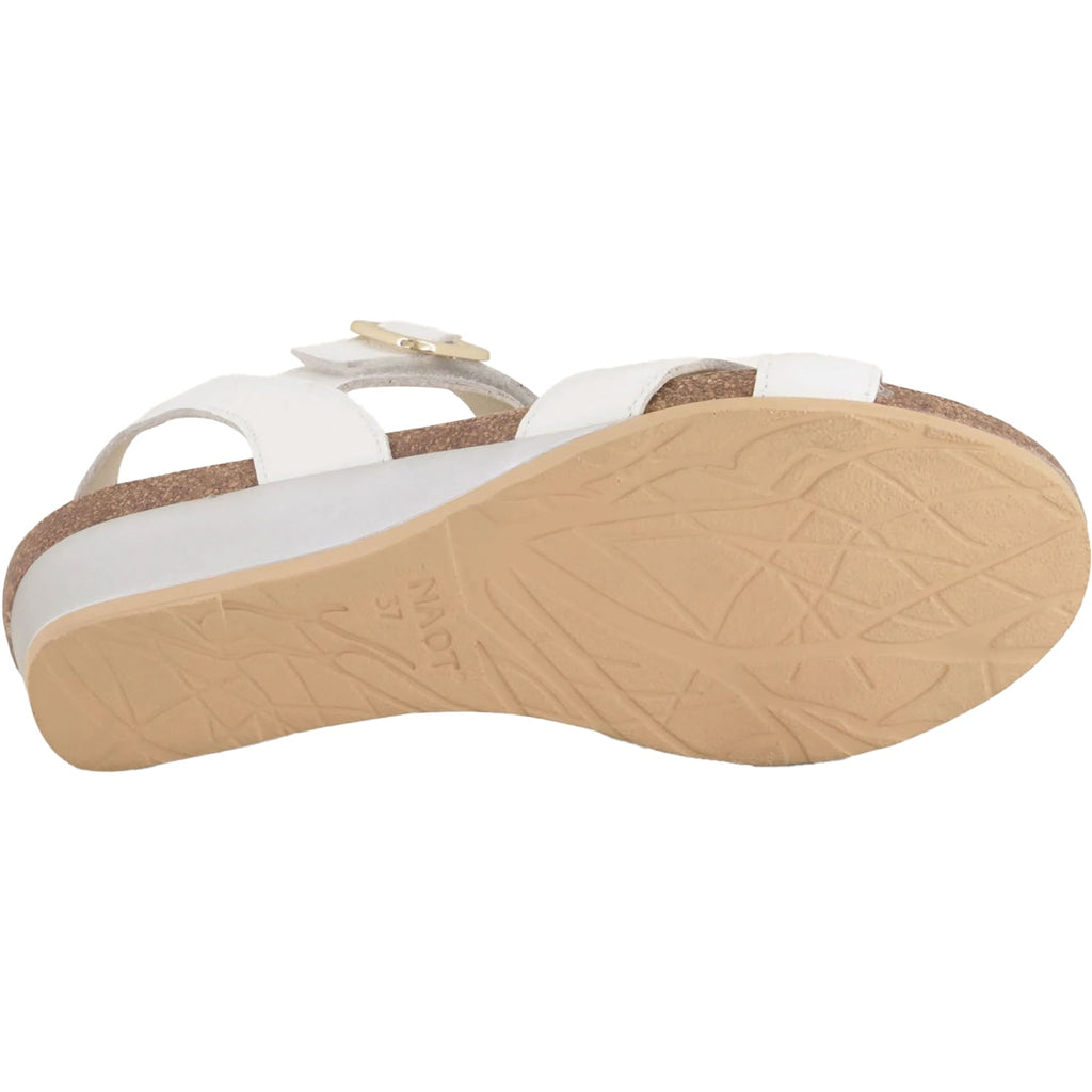 Naot Throne Women's Wedge Sandals Soft White Leather