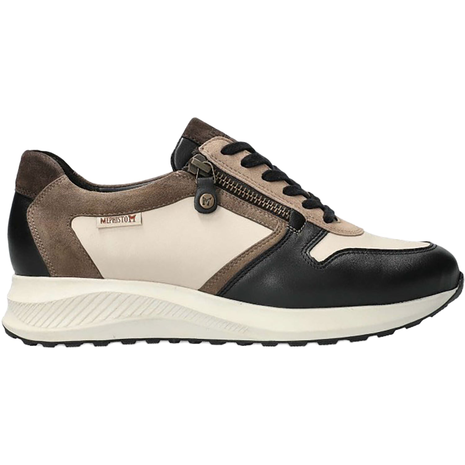 Mephisto Kim Grained Women's Zip Sneakers Black/Fog