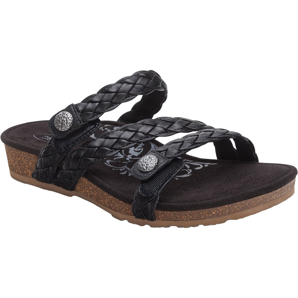 Aetrex Josie Braided Women's Slide Sandals Black