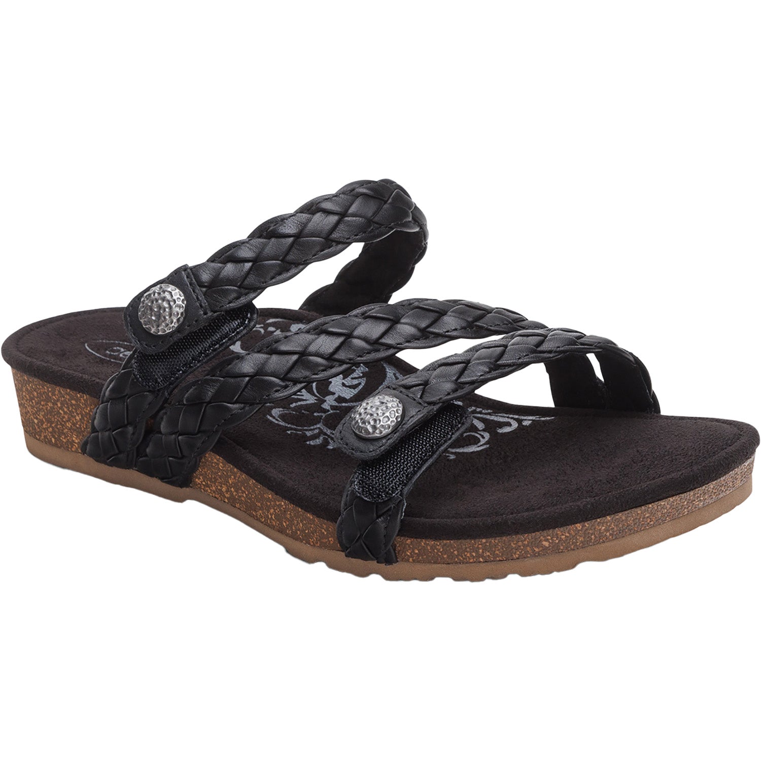 Aetrex Josie Braided Women's Slide Sandals Black