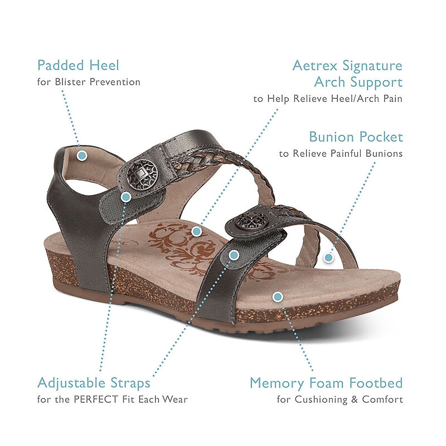 Aetrex Jillian Women's Backstrap Sandals Walnut Leather