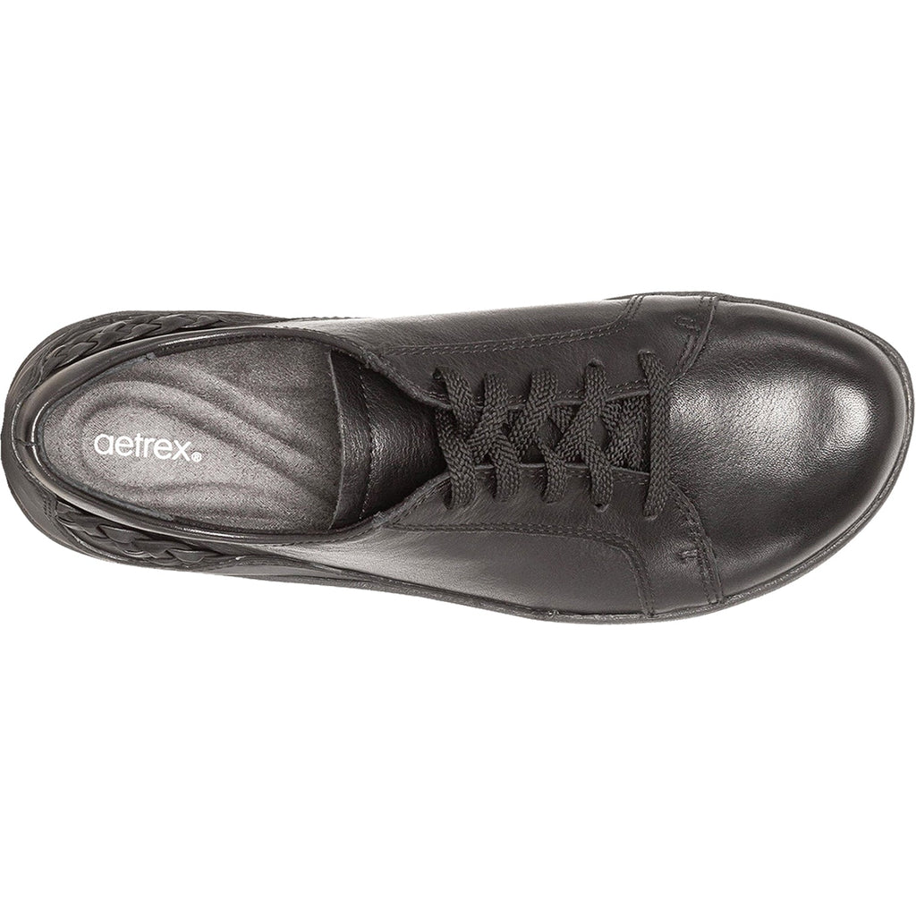 Aetrex Dana Women's Lace Up Shoes Oxfords Black Leather
