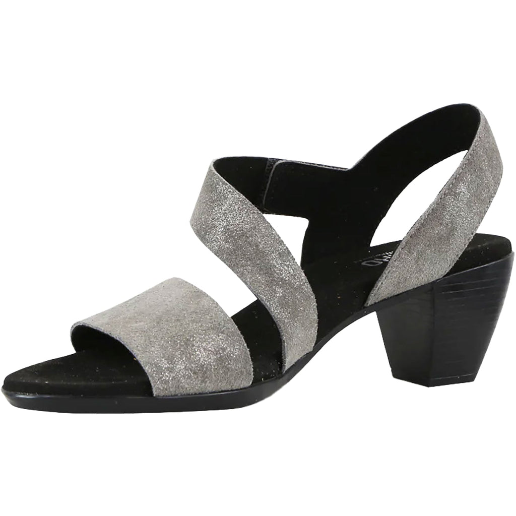 Munro Lucia Women's High Heel Ankle Strap Sandals Gunmetal Metallic Suede
