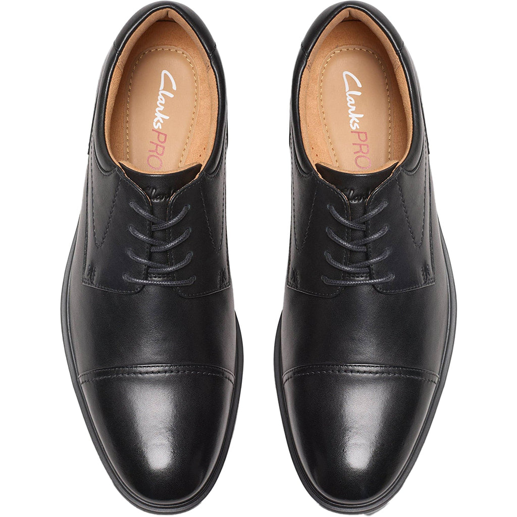 Clarks Eldredge Cap Slip Resistant Men's Dress Shoes Black Leather