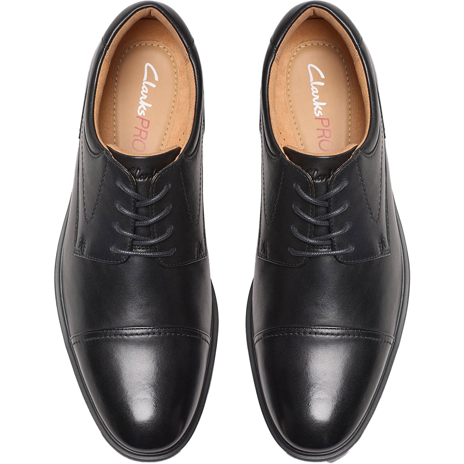 Clarks Eldredge Cap Slip Resistant Men's Dress Shoes Black Leather