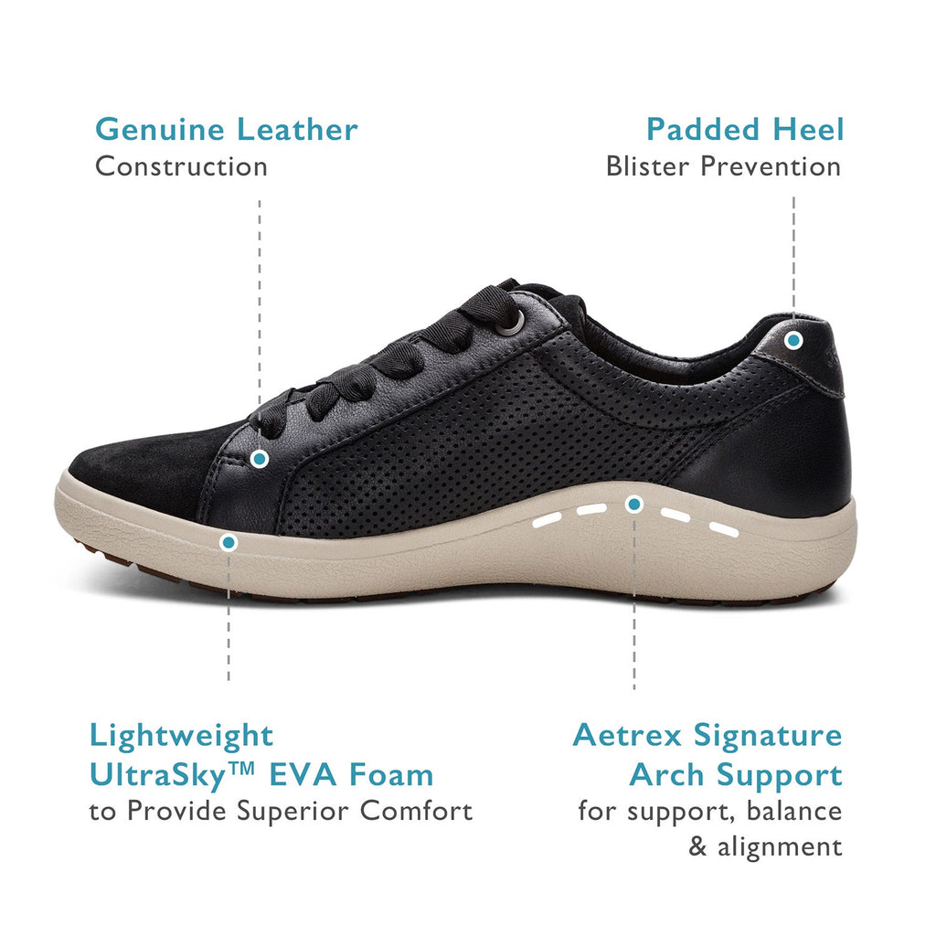 Aetrex Courtney Cutout Women's Sporty Lace Up Shoes White Gold