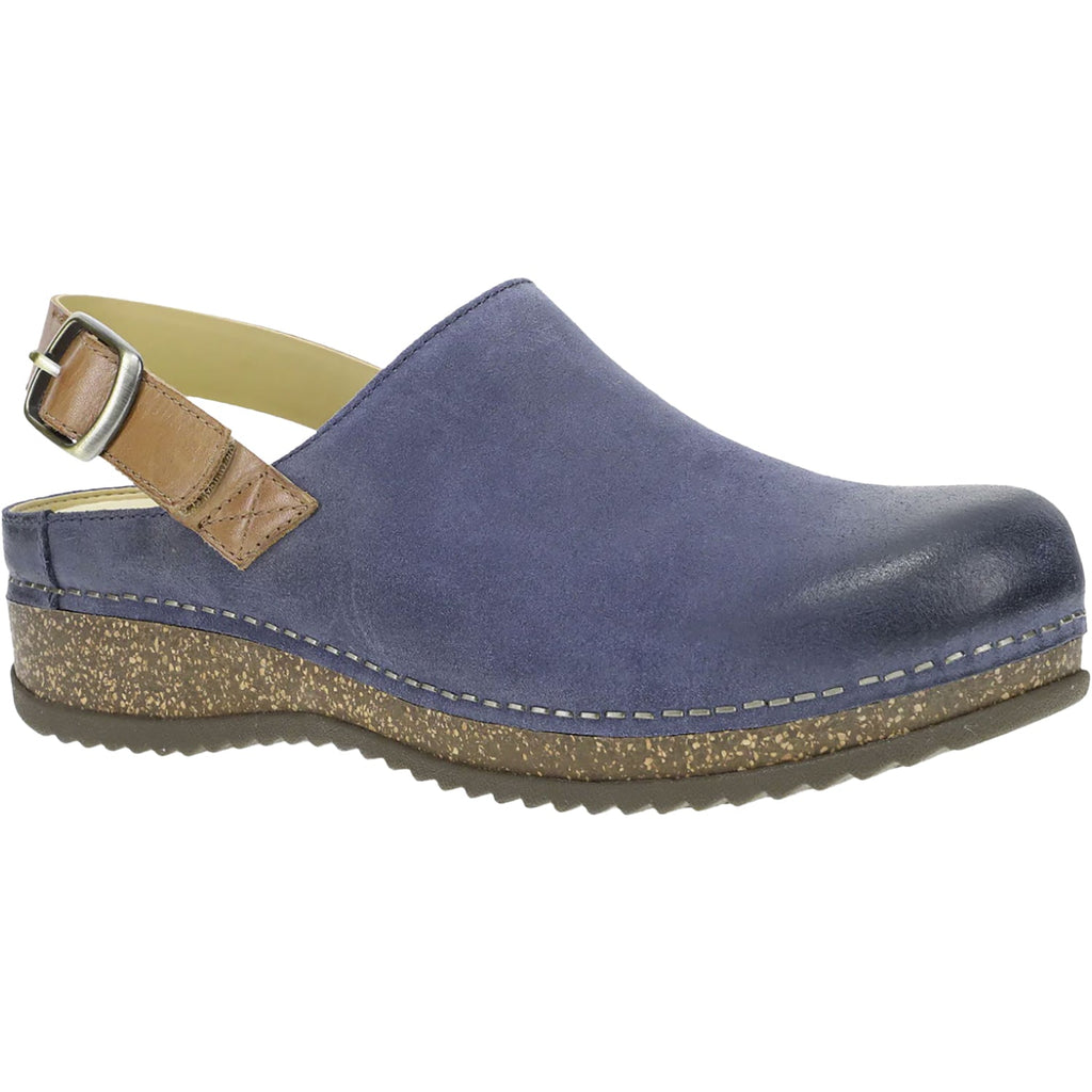Dansko Merrin Women's Sling Back Clogs Blue Burnished Suede