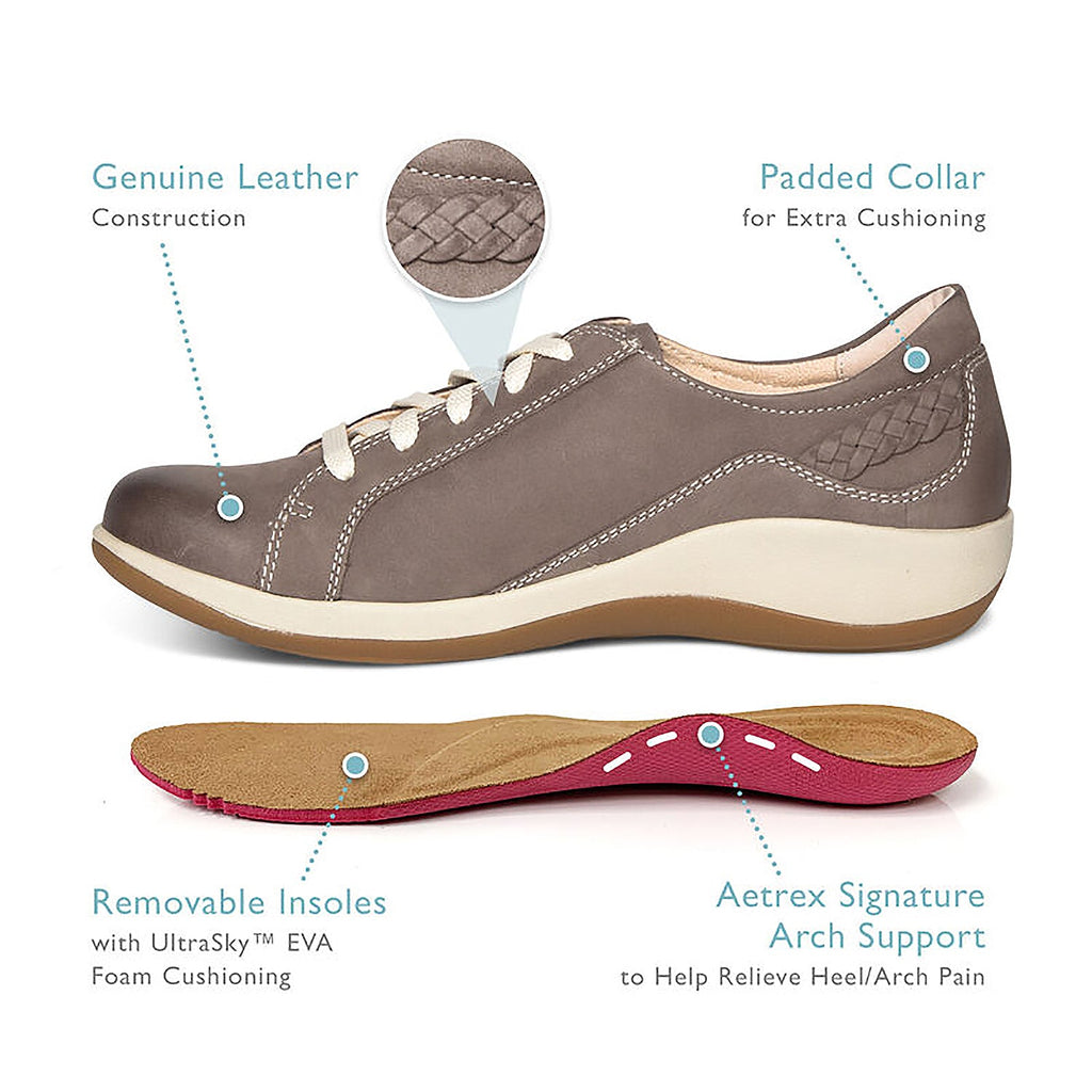 Aetrex Dana Women's Sneakers Warm Grey Leather
