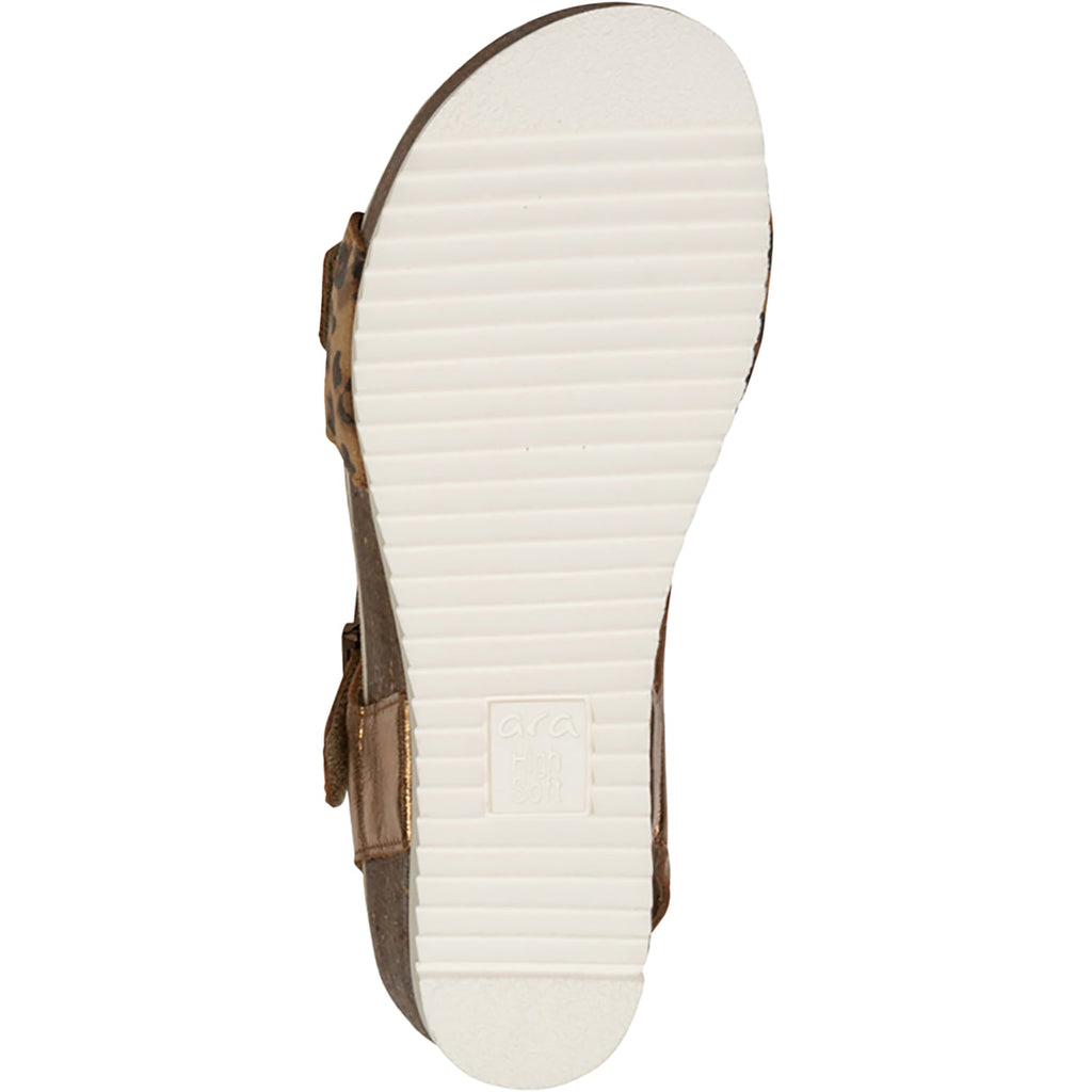 Ara Nova Women's Wedge Sandals Leopard/Whiskey Metallic