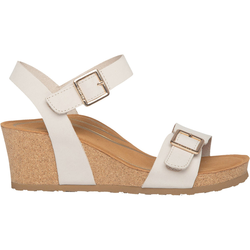 Aetrex Lexa Women's Wedge Heel Sandals Ivory Leather