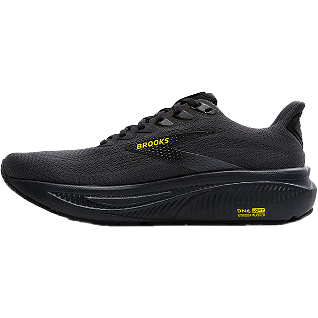 Brooks Ghost 17 (Neutral Support) Men's Running Shoes Ebony/Black/Yellow Mesh