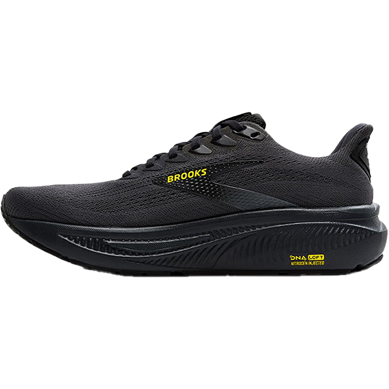 Brooks Ghost 17 (Neutral Support) Men's Running Shoes Ebony/Black/Yellow Mesh