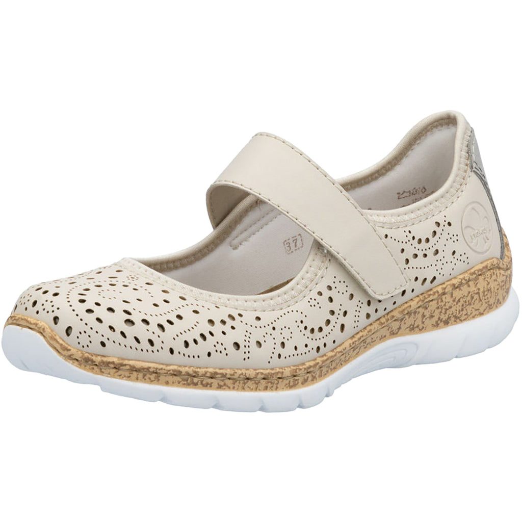 Rieker N4299-60 Stretch Women's Shoes Perle/Cement/Cream
