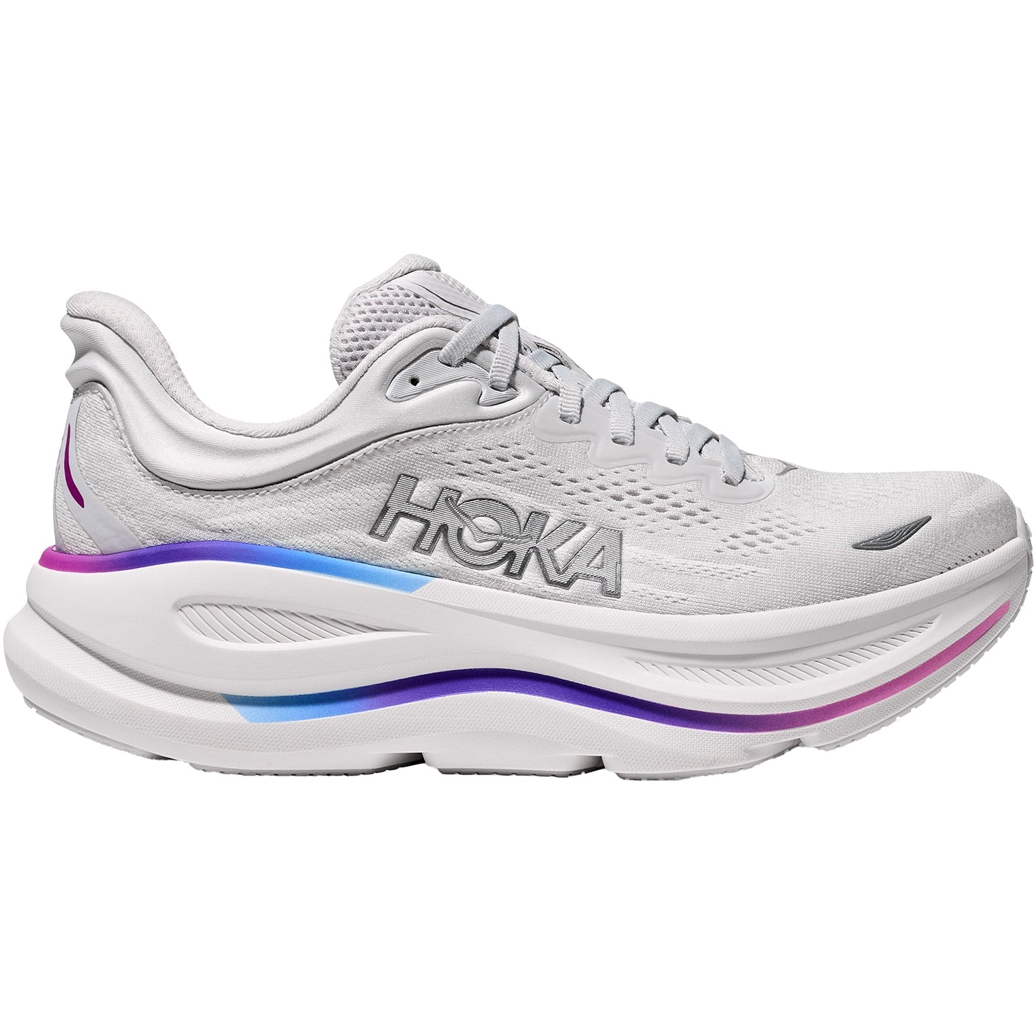 Hoka Bondi 9 (Neutral Support) Women's Athletic Shoes Cosmic Grey/White Mesh