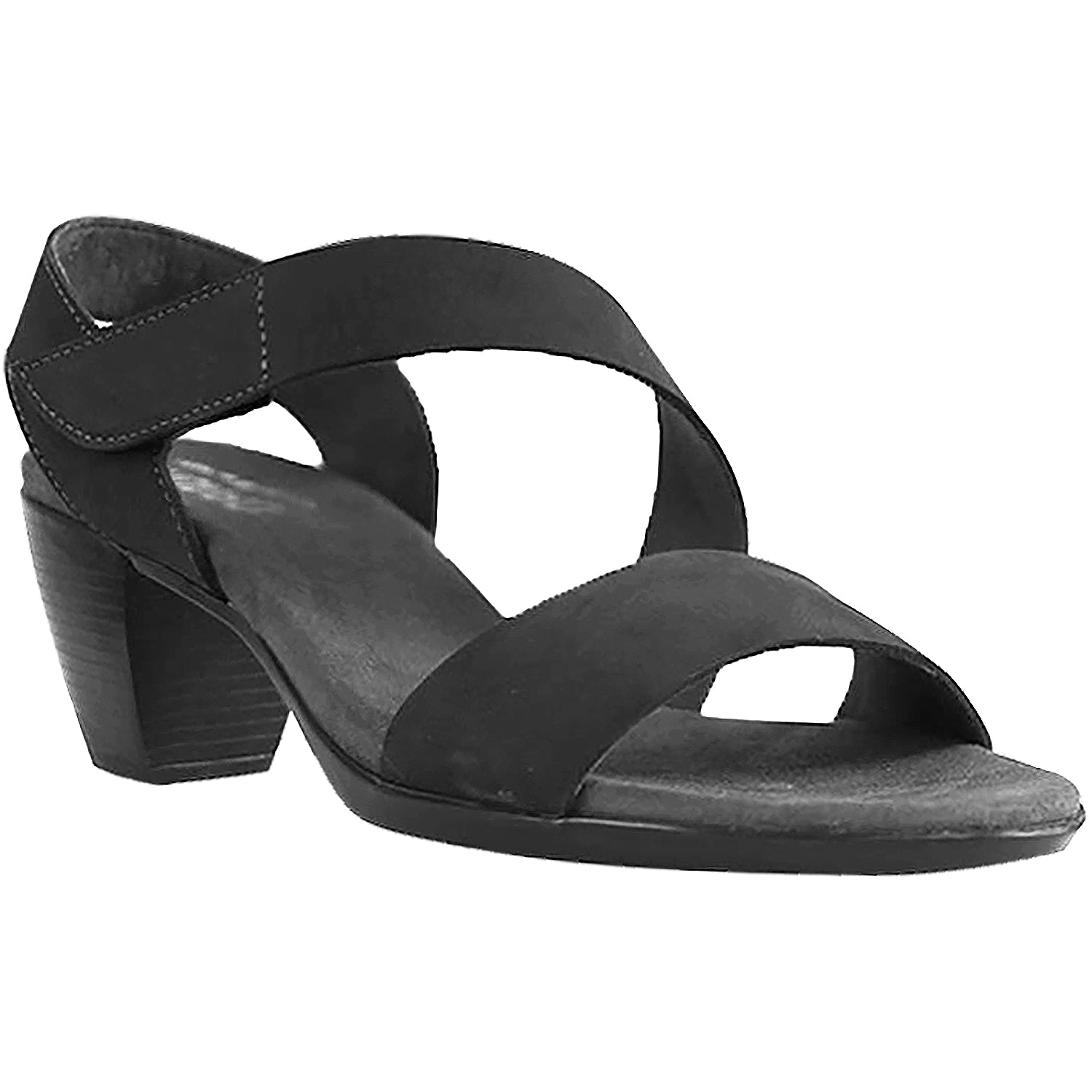 Munro Lucia Women's High Heel Ankle Strap Sandals Black Nubuck