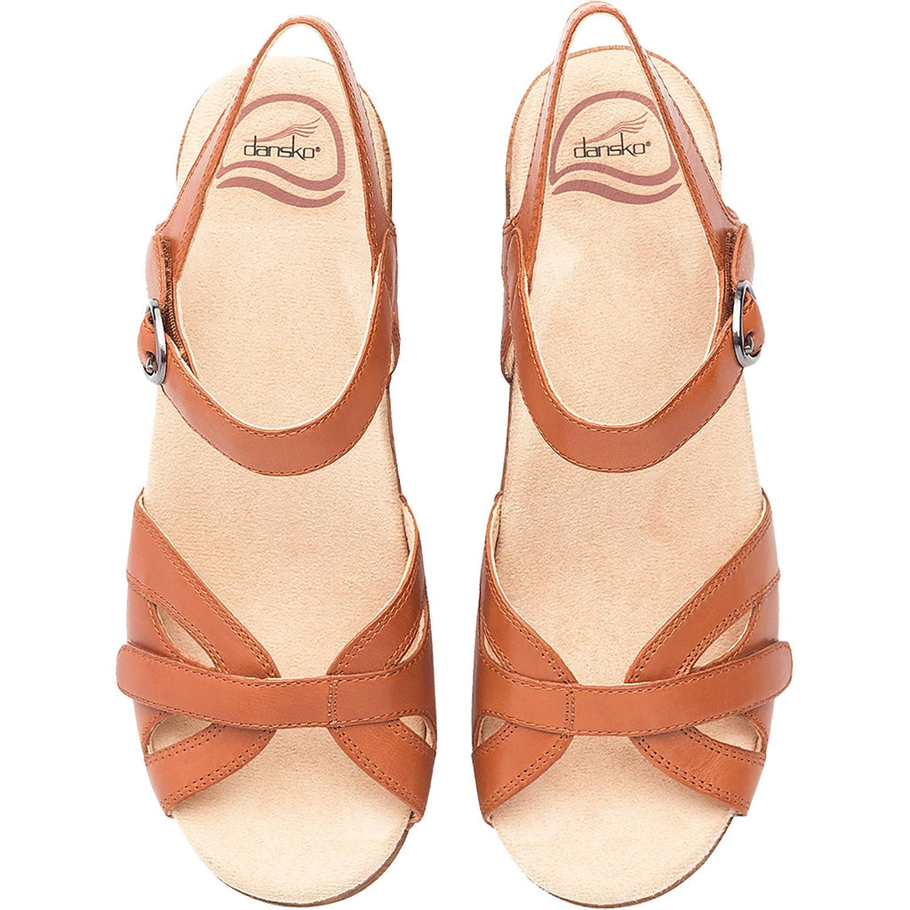 Dansko Season Women's Platform Sandals Camel Full Grain Leather