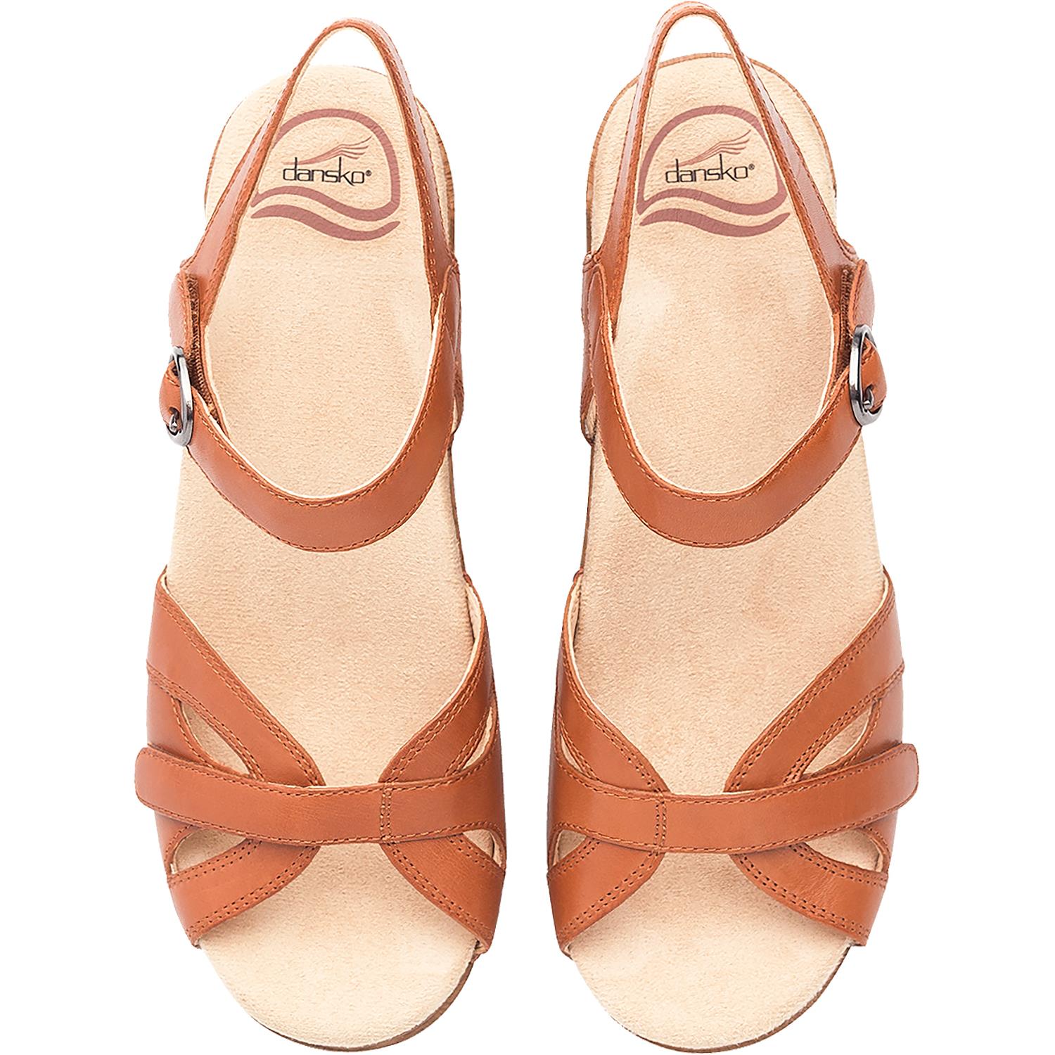 Dansko Season Women's Platform Sandals Camel Full Grain Leather